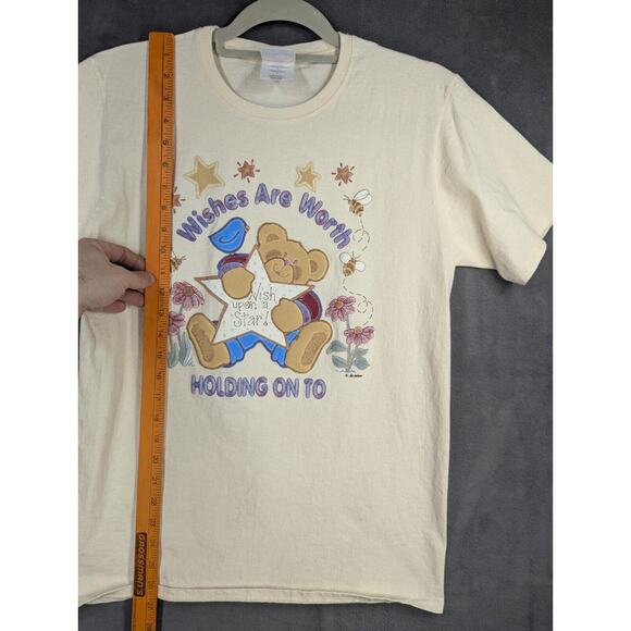 Hanes Her Way Women’s Medium Wishes Are Worth Holding Teddy Bear T-Shirt VTG - Picture 6 of 8